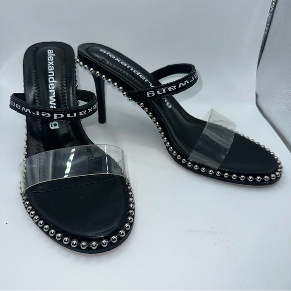 Alexander Wang Shoes Women’s US 9N Nova PVC Strap Stud Slingback Clear Heels - Picture 13 of 13